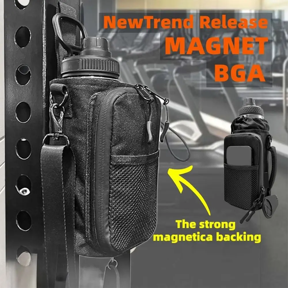 

Durable New with Mesh Pocket Magnetic Gym Bag Black Durable Water Bottle Carrier Small Crossbody Bag for Your Smartphone