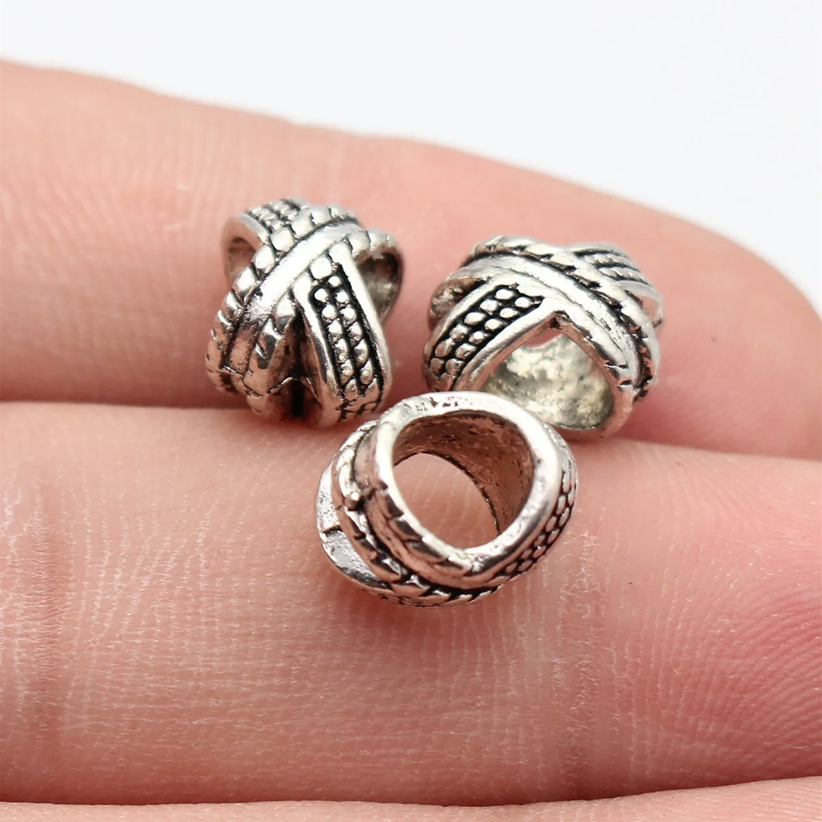 20pcs 11x9x8.6mm 2 Colors X-Shaped Textured Large-Hole Beads, Dreadlock Beads Jewelry Accessories