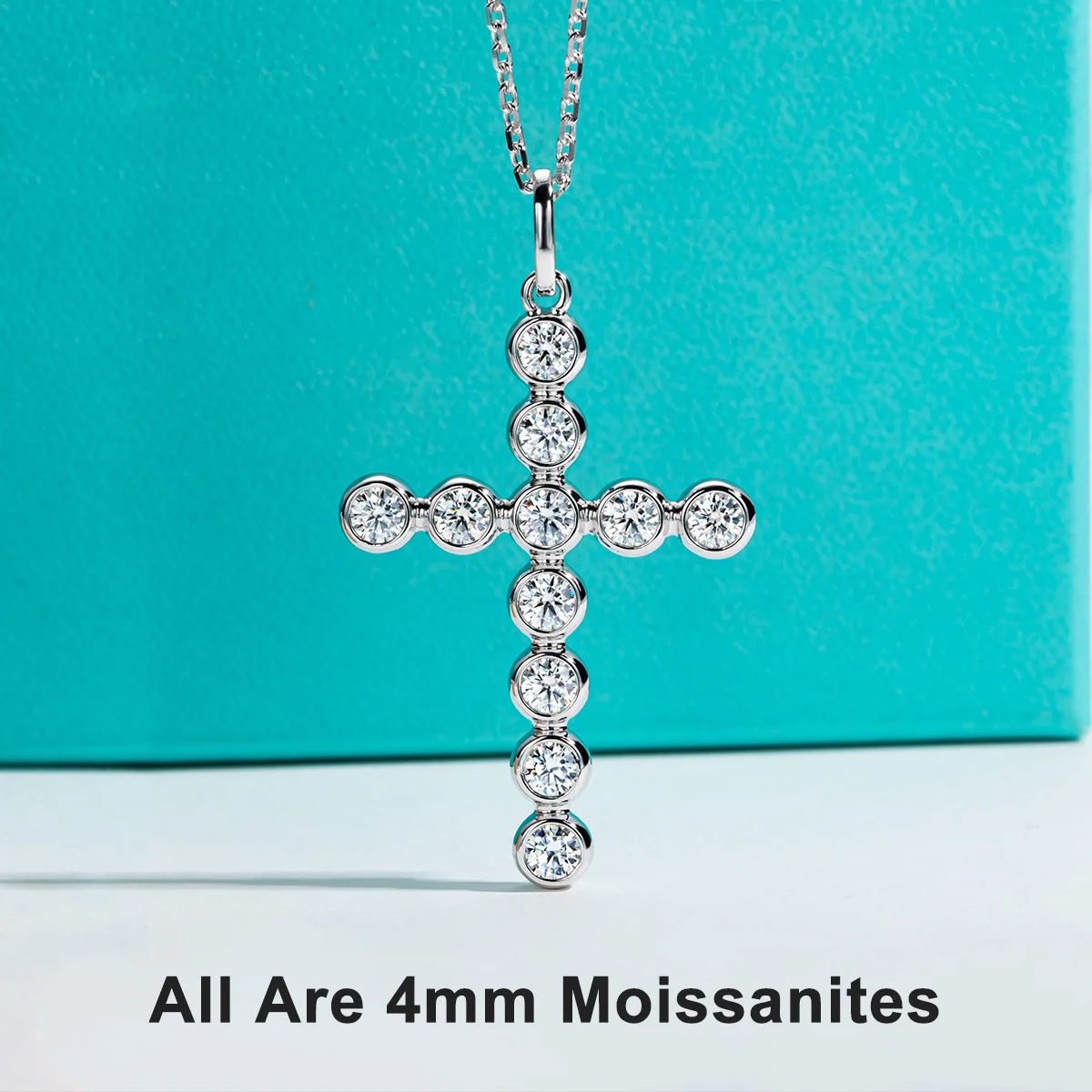 Anu Jewel Cross Pendant Necklace Silver 3