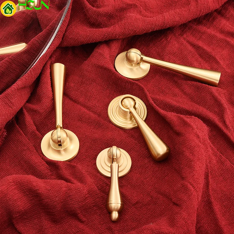 

Pure copper handle New Chinese solid wood furniture Gold luxury wardrobe door Cabinet drawer Single hole pendant Brass handle