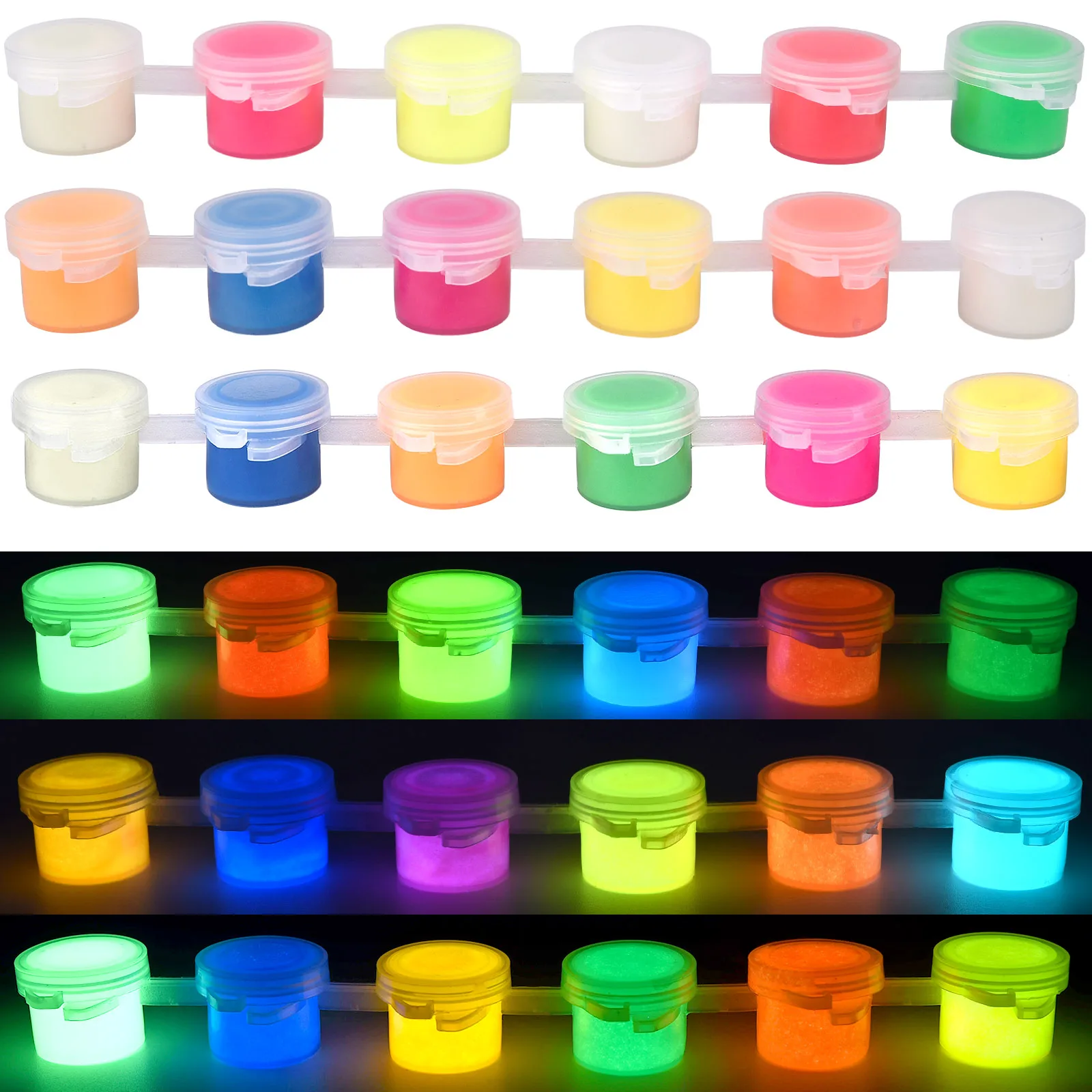 6 farben/Set Fluoreszierende Acryl Leucht Pigment Glow In Dark Hand Gemalt DIY Festival Party Wand Licht Absorbieren Pigment