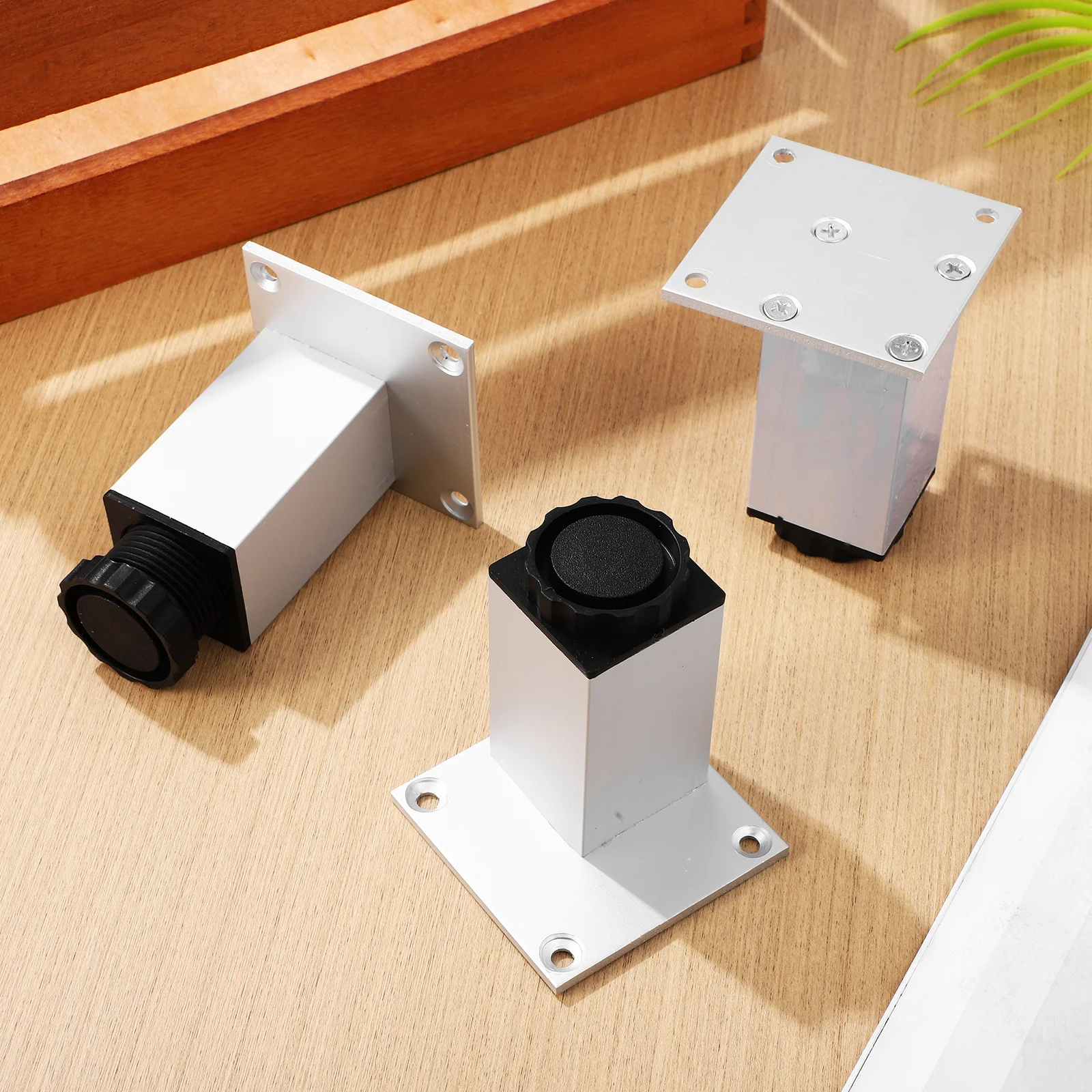 

4PCS Aluminum Furniture Feet 8cm Sturdy Adjustable Leveling Heavy Duty Shelf Legs Non Slip Easy Installation Table Stabilizers