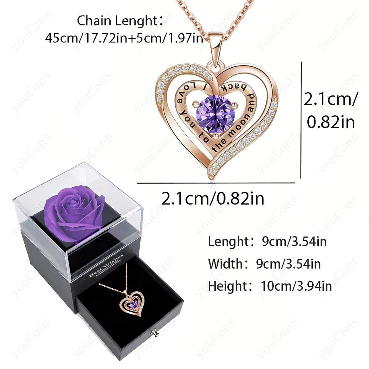 القلب الزركون قلادة قلادة مع صندوق الورد 2025 مجموعة مجوهرات جديدة للمرأة صديقة زوجة عيد الحب عيد الميلاد هدية عيد ميلاد
