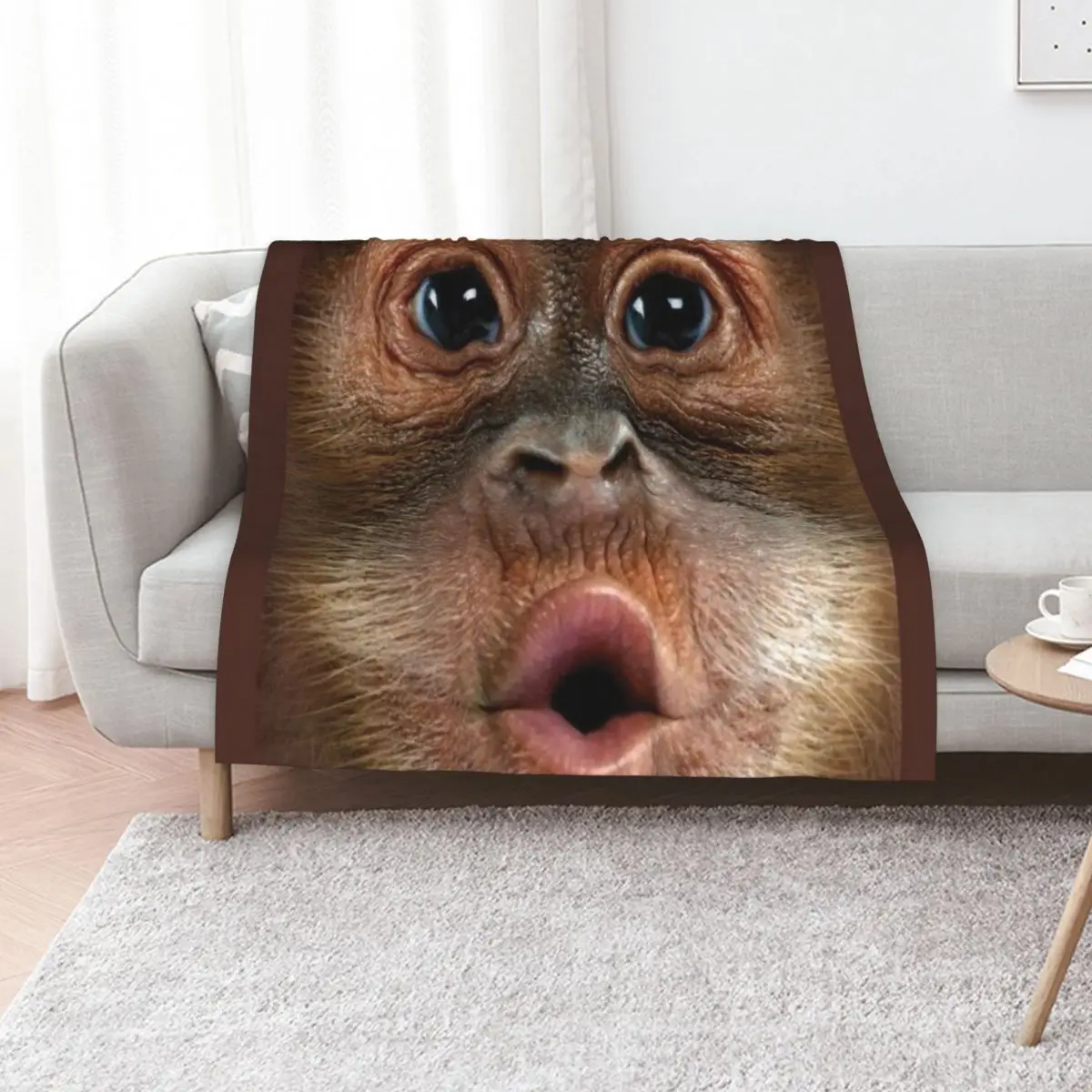 

Big Face Baby Orangutan Monkey Throw Blanket Luxury Designer halloween Luxury Thicken Single Blankets