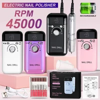 Taladro eléctrico profesional para uñas, pulidor recargable con pantalla LCD, adecuado para esmalte de uñas en Gel, herramienta de manicura, 45000RPM