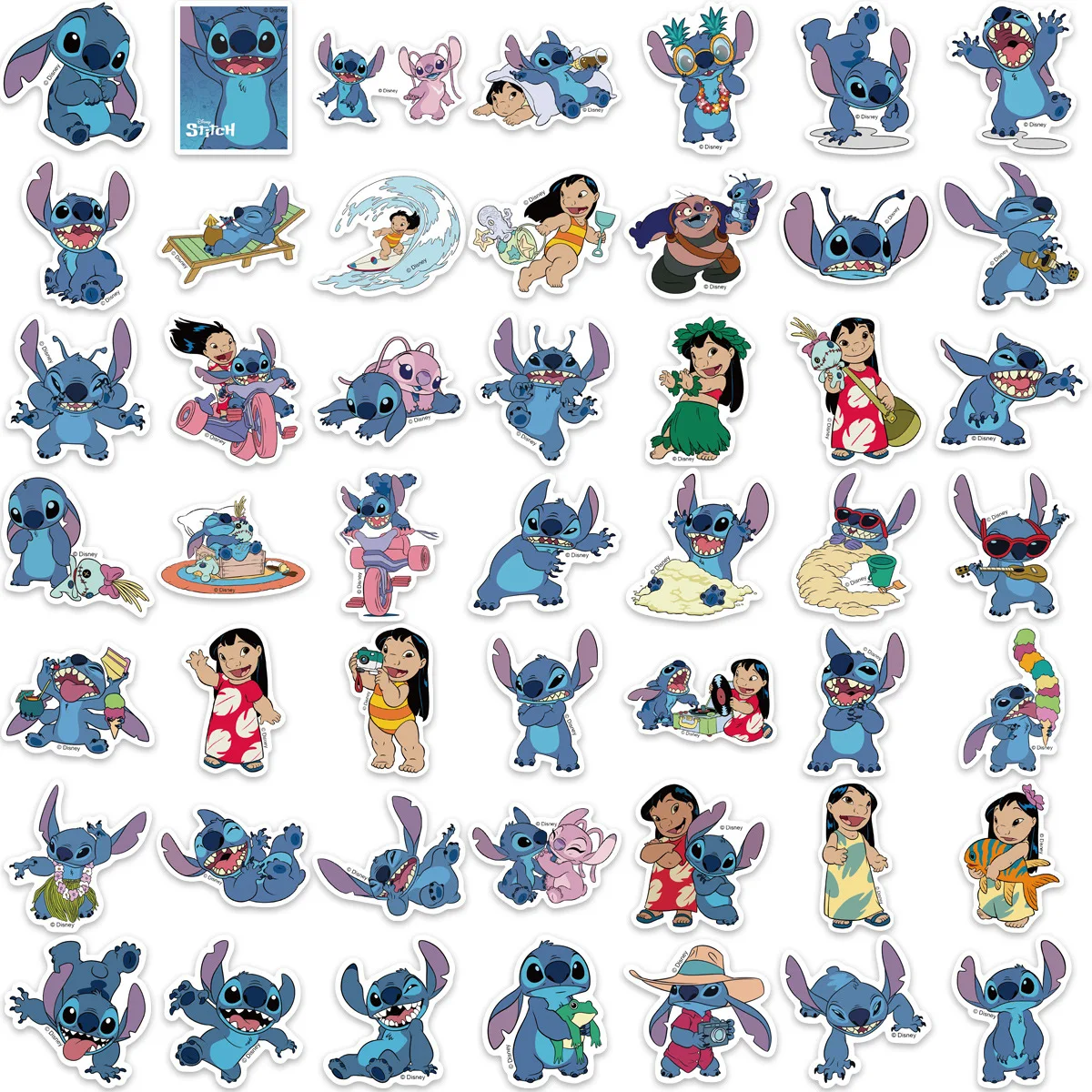 50/100Pcs Cute Lilo Stitch Stickers Graffiti for Phone Laptop Scrapbook Skateboard Car Waterproof Cartoon Sticker Toy Gift