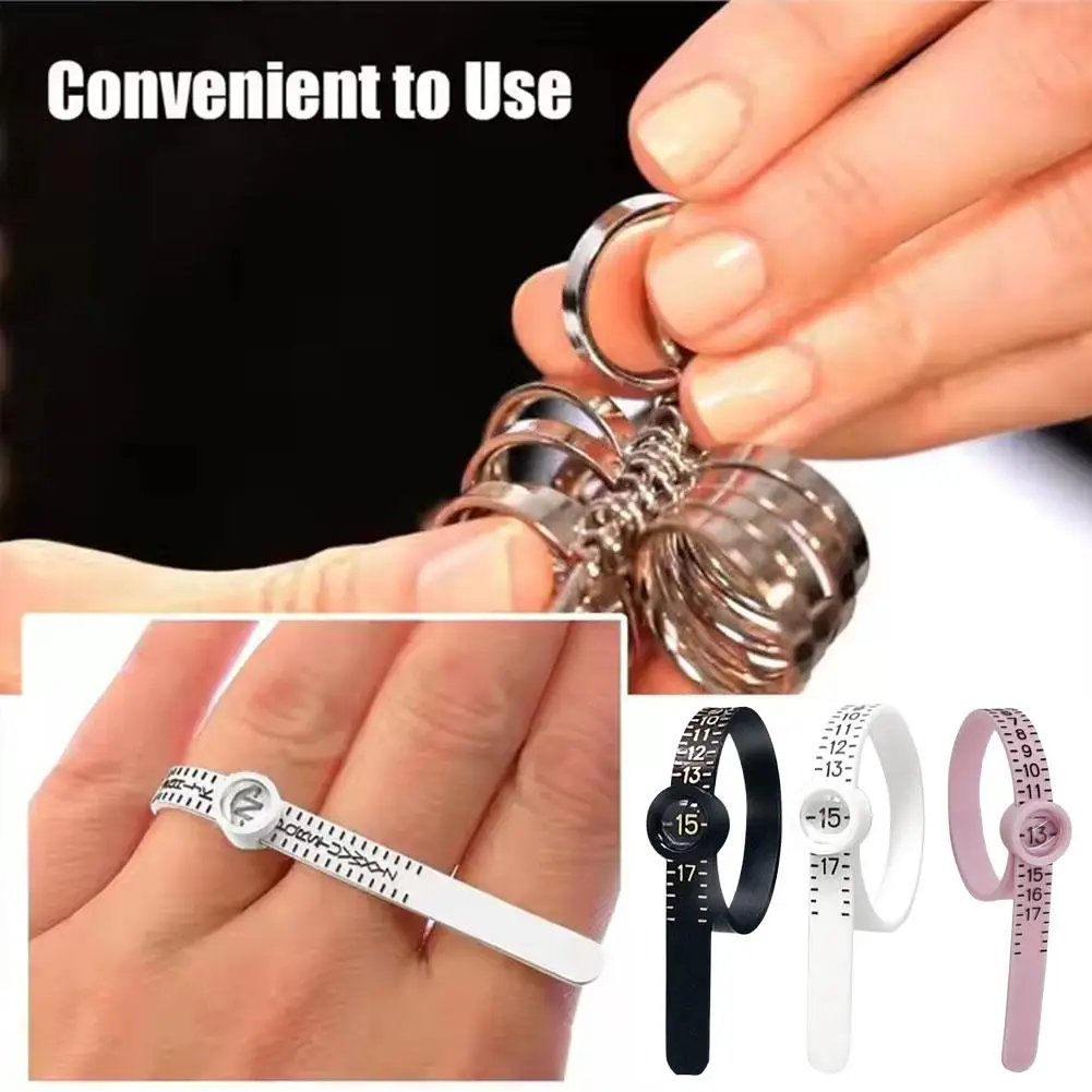 US/HK/EU/UK Size Ruler Measuring Tape Measuring Tool Finger Coil Size with Filter Glass Magnifying Annular Q8C5