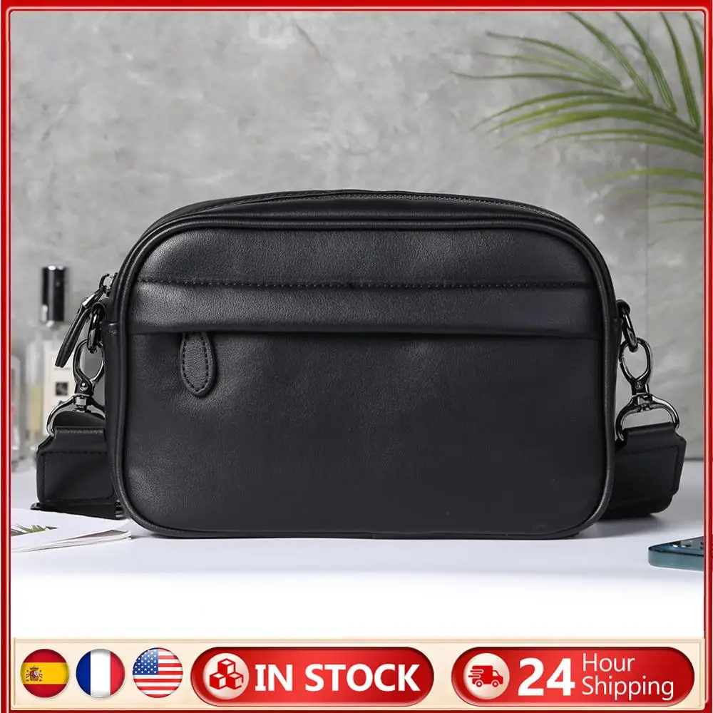 

Leather Crossbody Satchel Classic Pattern Men Shoulder Crossbody Bag Small Square Plaid Designer for Travel Work Male Sling Bags