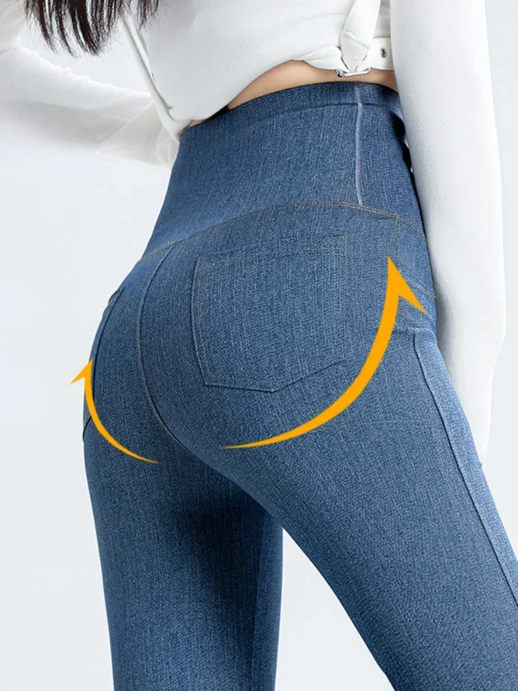 2024 Denim Women's Pants Micro Flared High Waist Abdomen Leggings New in Summer Stretch Sports Fitness Yoga Casual Pants Jeans