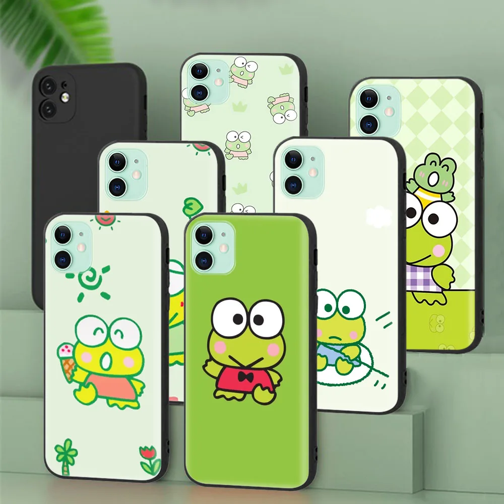 Casing Pelindung Hitam untuk Samsung Galaxy A7 J6 A6 J2 Core A9 J8 J4 A8 Plus Prime Sampul Lembut Kerokero Keroppi