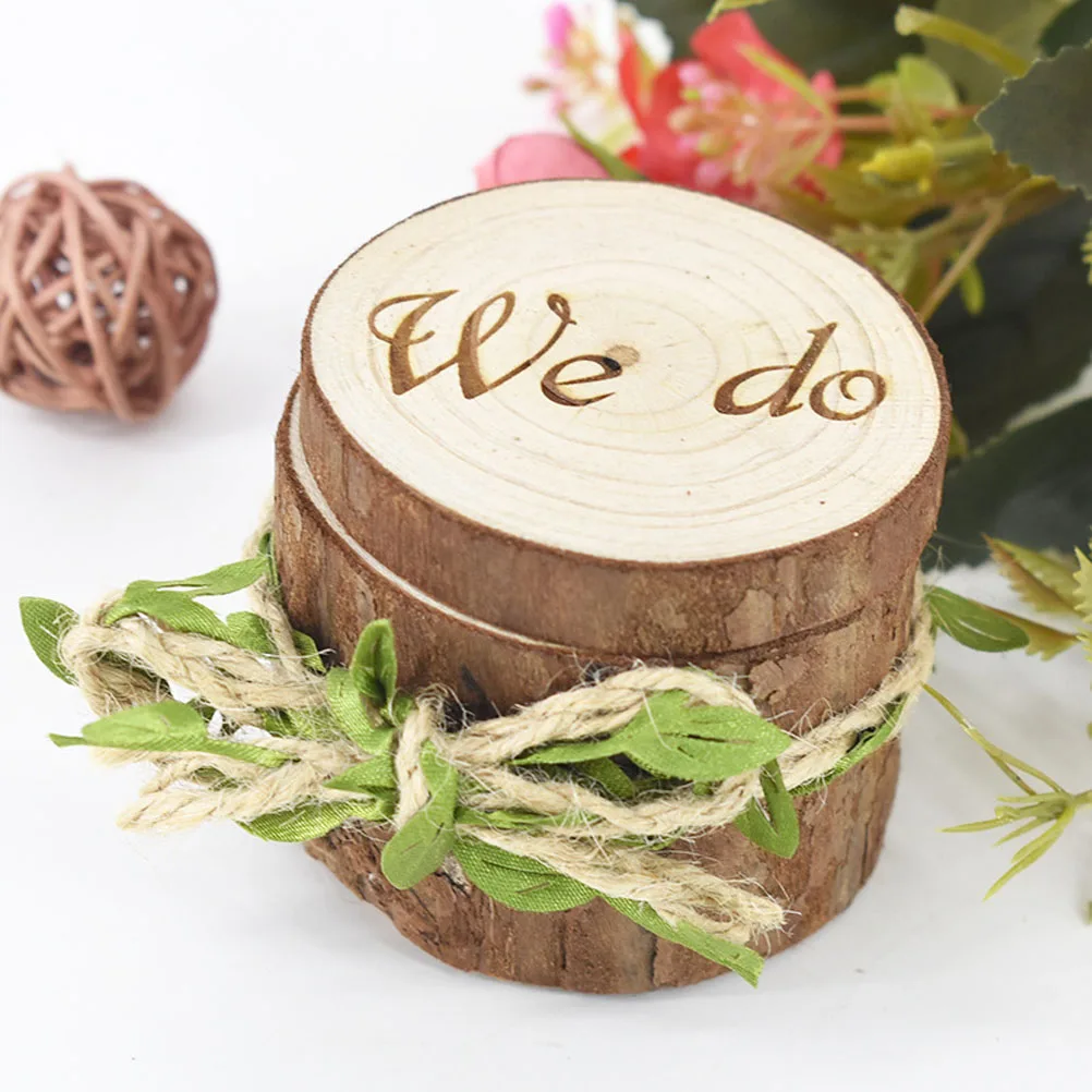 

Wooden Ring Box Vintage Natural Tree Material Ceremony Decorations Engagement Party Proposal Storage Jewelry Container Protects