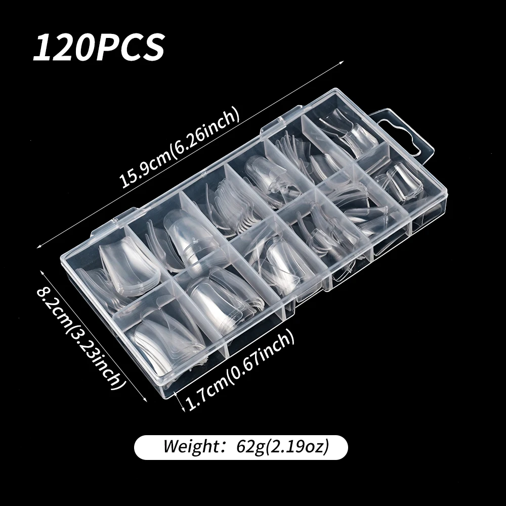 120 ชิ้น Duckbill เล็บปลอม Clear Full Cover กดบนเล็บ 12 ขนาดปลอมปลายนิ้ว Extension สําหรับเล็บอุปกรณ์ Salon Y2K