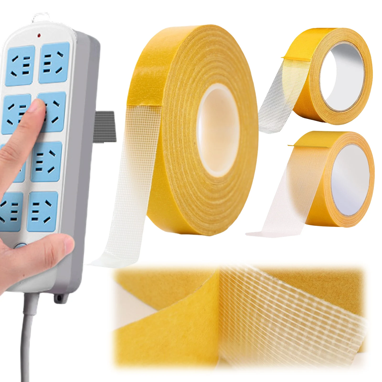 Fiberglass Mesh Tape Removable No Residue Carpet Fixing Tape Grid Double-Sided Tape for Home Office School DIY Crafts Rug Fixed