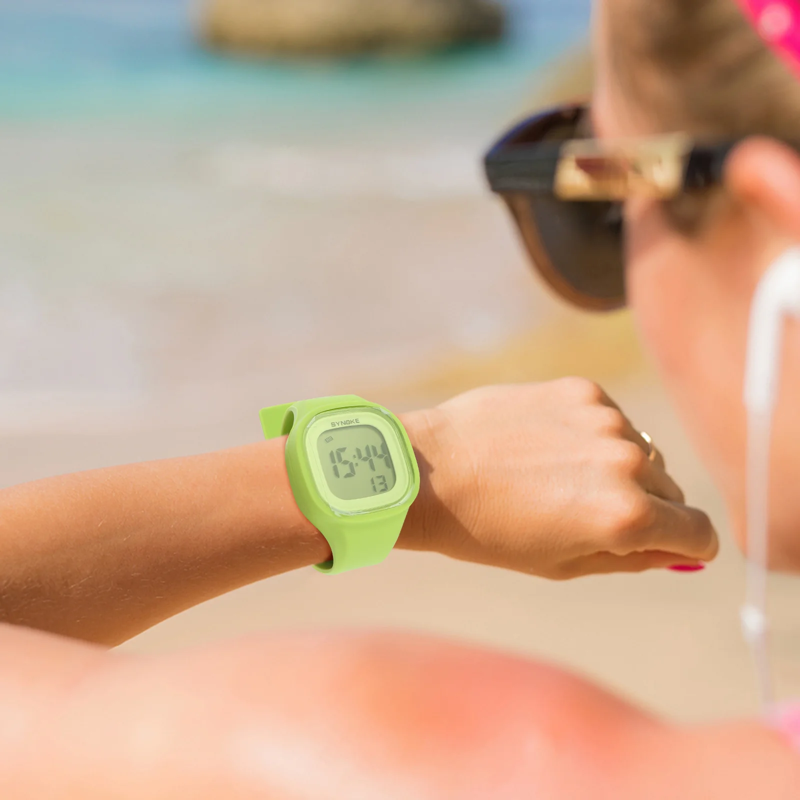 Smart Watch for Kids Silicone Cell Phone Waterproof Wristwatch Electric Green Student