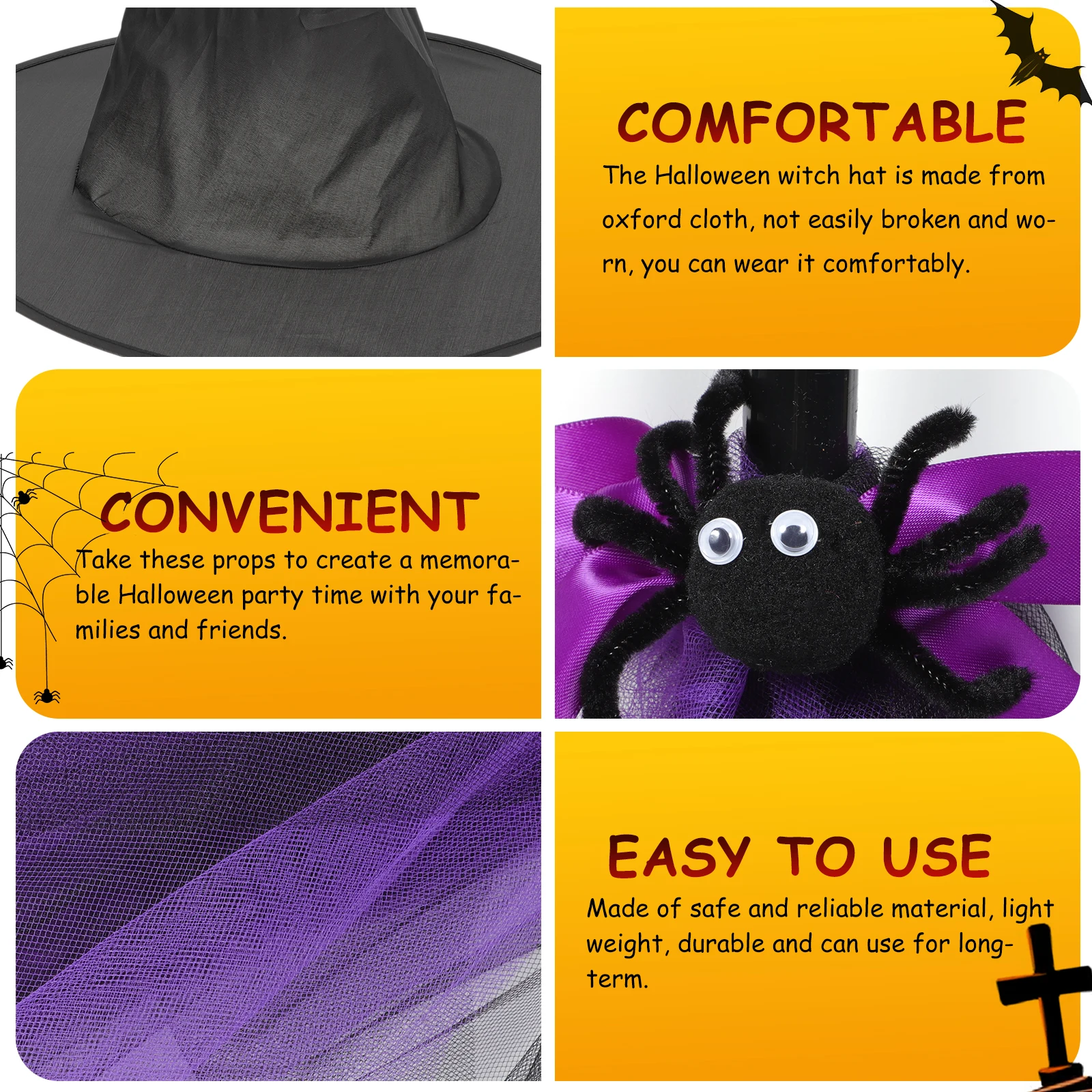 

Hat Broom Set and Accessories Halloween Broomstick Kids European American