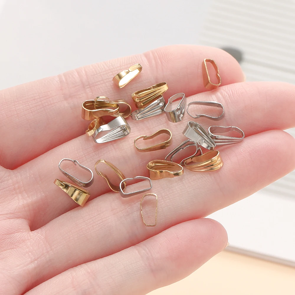 50pcs Stainless Steel Pinch Clip Clasp Bail Finish Necklace Pendant Claw Clasps Melon Seeds Buckle for DIY Craft Jewelry Making