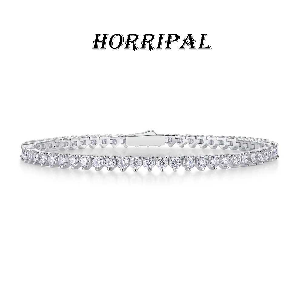 

Теннисный браслет HORRIPAL D VVS1 с муассанитом 3 мм для женщин и мужчин, покрытие из белого золота 18 карат, серебро 925 пробы, подарок на день рождения, ювелирное украшение на годовщину