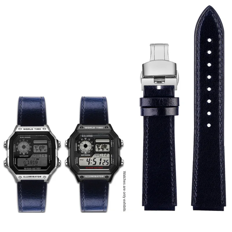 Pasek z prawdziwej skóry do Casio G-Shock AE-1200WH/1300/1000/A159 A159 A158W A168 / F91w AE1200 męski pasek do zegarka w stylu retro