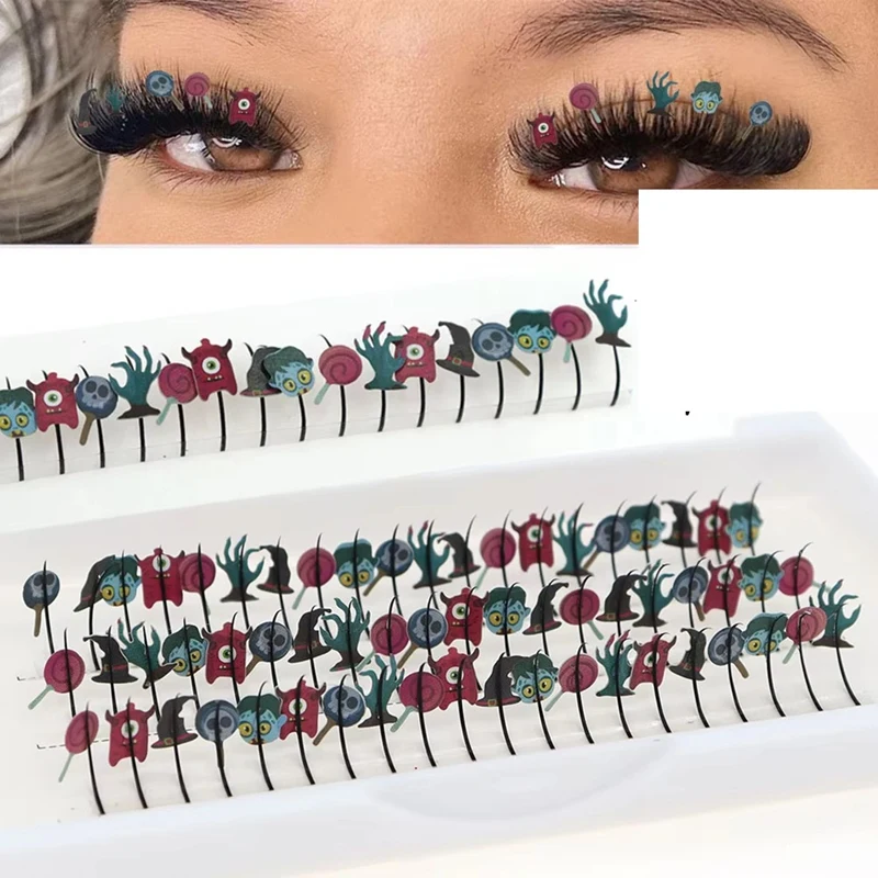 Extensions de Faux Cils Colorés pour Halloween, Cosplay, Accessoires de Décoration pour Noël, Maquillage pour Femme