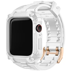 Silikon do Apple Watch Band+Case 40/41/44/45/49mm Wytrzymały pasek do Apple Watch Ultra2 Series 9 8 7 6 5 4 z osłoną ekranu