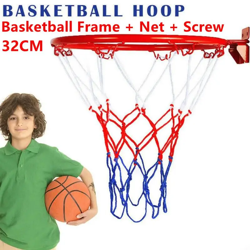 

32cm Heavy Duty Basketball Hoop Sets Polypropylene Wall Mounted Ring Goal Wall Rim Hangin Basket Net In / Outdoor Sport Kids Toy