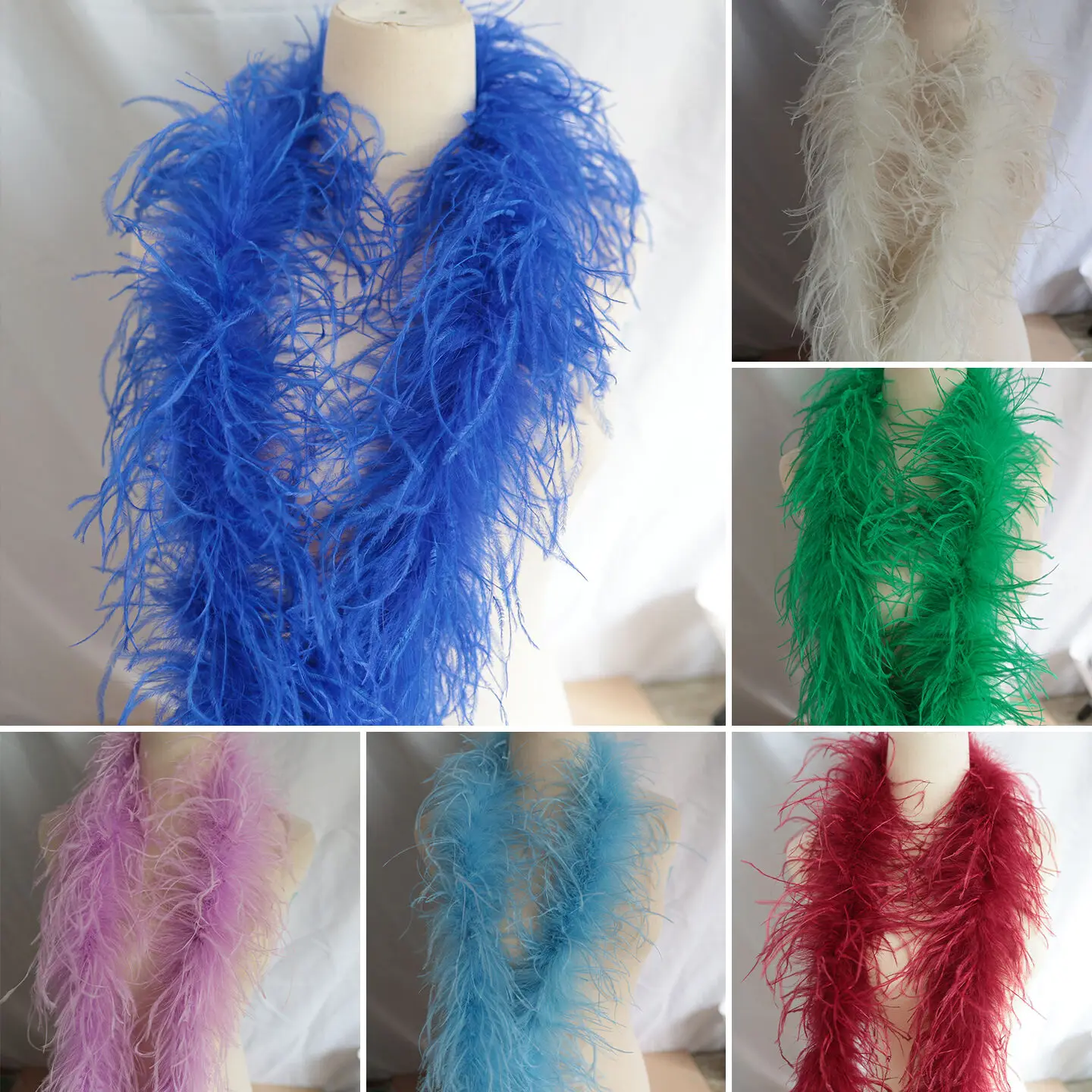 

3Ply Multicolor Ostrich Feathers Boa 2Meters Ostrich Feather Shawl For Party Lady Dress Clothing DIY Decoration Scarf