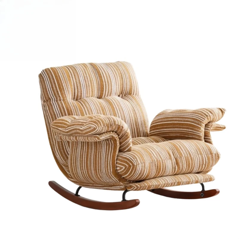 2026 new retro medieval striped rocking chair - super soft fabric lazy single sofa, suitable for living rooms, balconies
