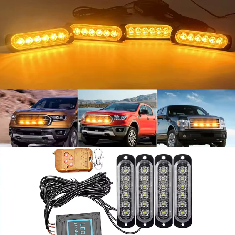 Car Warning Ligh Flashing Light 12V Police LED Emergency Strobe Marker Light For Truck Trailer Fireman Flash Light Signal Lamp