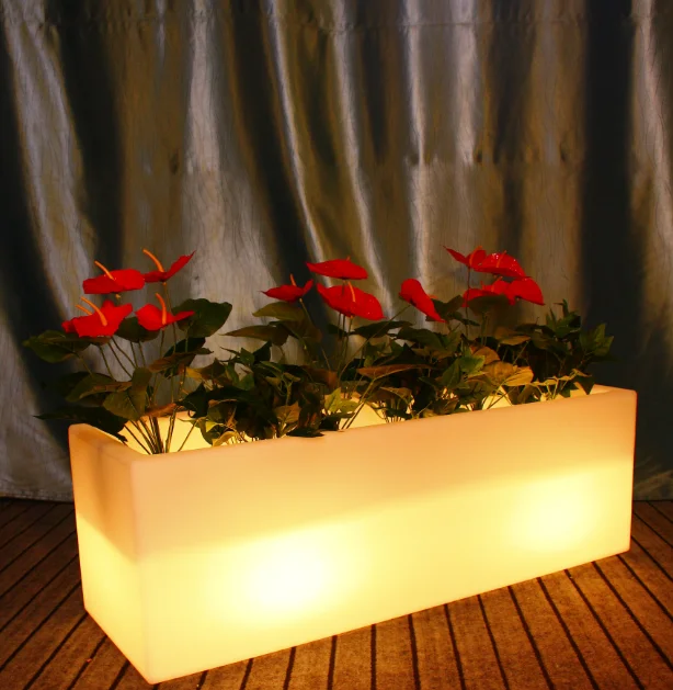 LED Plastic Flower Pot Light Indoor Outdoor Garden Decoration Design Home Garden Flower Pot Light
