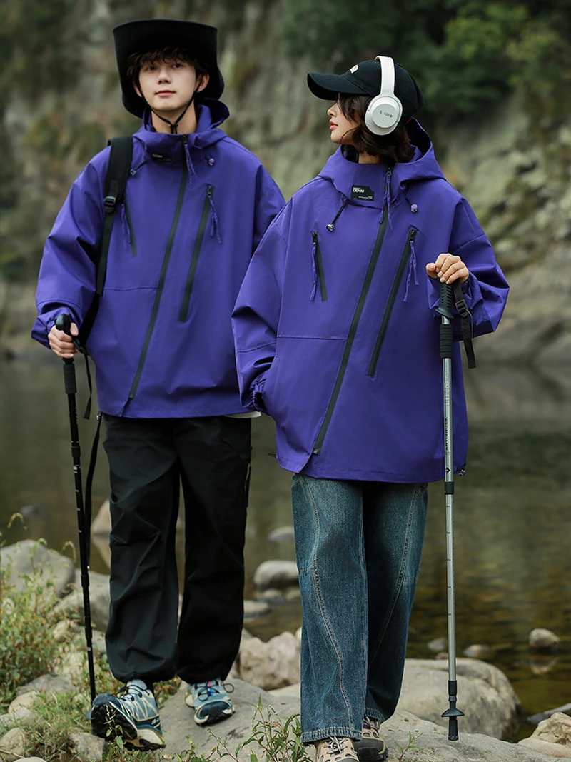 سترة مضادة للماء الرجال مقنعين زمم سترة واقية سترة الرجال معاطف في الهواء الطلق للتخييم التنزه تسلق ملابس الصيد الجبلية