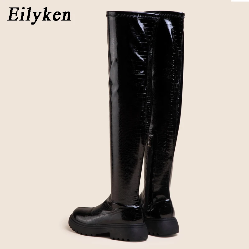 Eilyken Cosy Soft Leather Zipper Woman Over-the-Knee Boots High Quality Chunky Low Heels Modern LONG Winter Autumn Booties