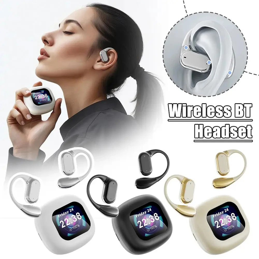 Wireless Headphone Touch Screen Bluetooth 5.4 Earphone HiFi Stereo ENC Noise Cancelling Ear-Hook Earbuds With Mic for Smartphone