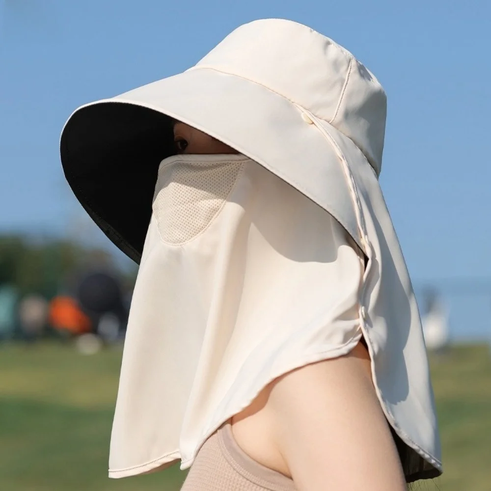 Wide Brim Sunscreen Fisherman Hat Lightweight Breathable Sunshade Sun Hat Full Face Cover UV Protection Neck Flap Hat Fishing