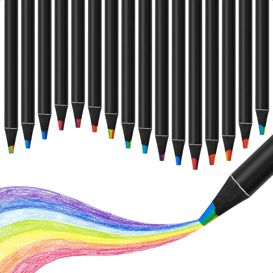 

7 Color in 1 Rainbow Colored Pencils Black Wooden Pencils Multicolored Art plies for Coloring Drawing Sketching Presharpened 16