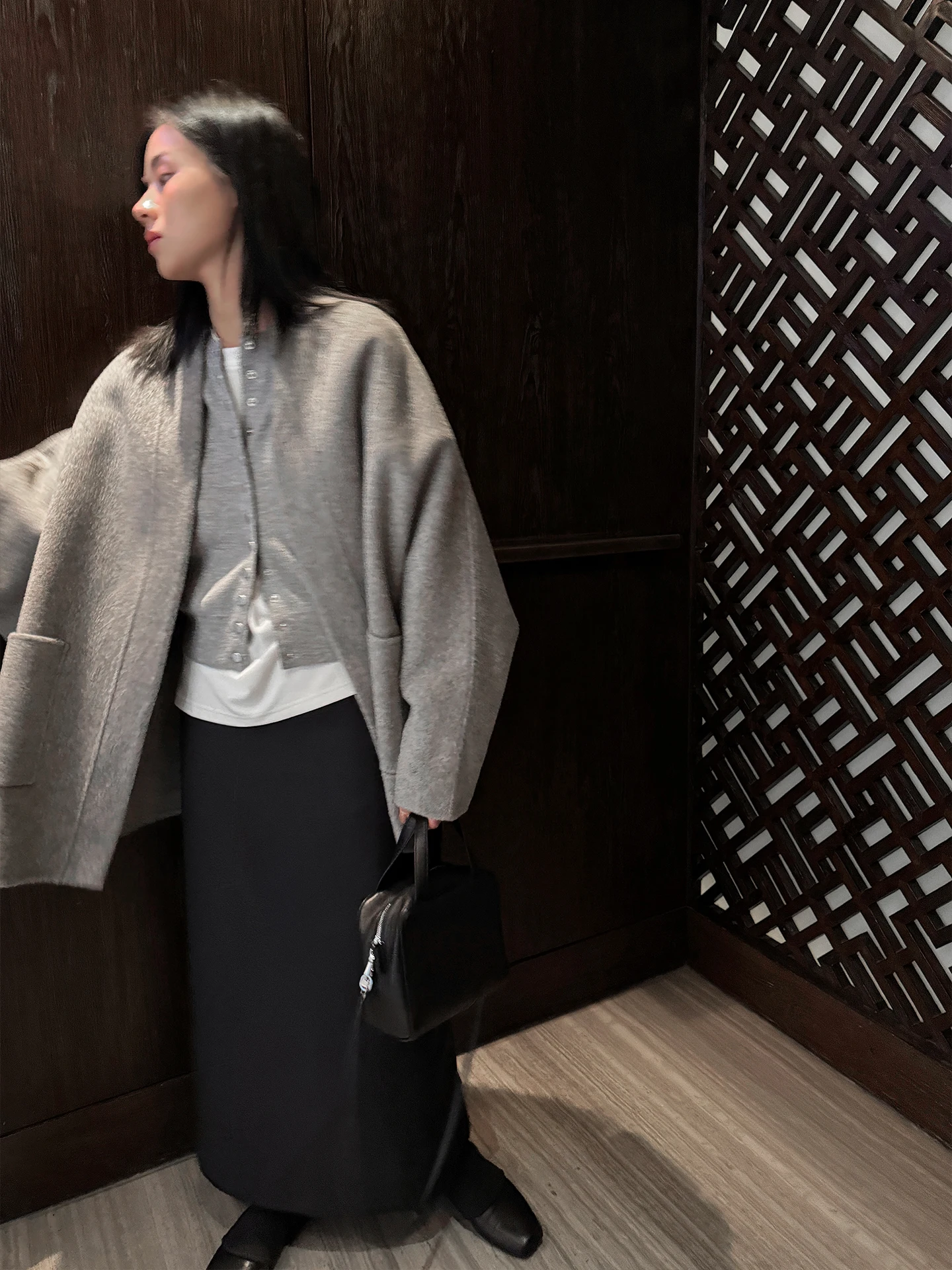 

Двустороннее шерстяное пальто Muallychen: простой силуэт, повседневный стиль, длинный рукав, однотонное, для работы и на каждый день, зимнее