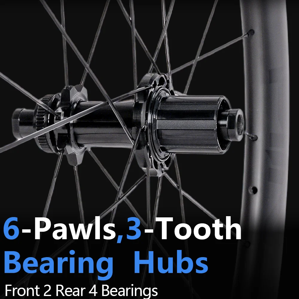 مجموعة عجلات كربون خفيفة للغاية 700C، حافة 50 مم، جاهزة بدون أنابيب، 3 أسنان، محاور مخلب 6 سقاطة، قرص قفل مركزي، دراجة من خلال المحور/الطريق #4