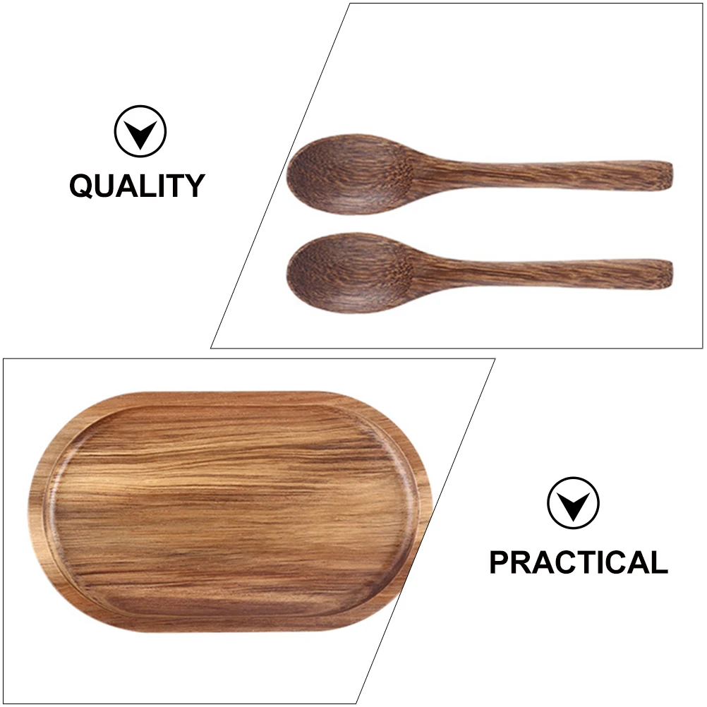 

1Set Food Serving Tray Wooden Dessert Plate for Home Hotel Cafe Easy to Hold Smooth Surface Stable Longevity Food Serving Tray