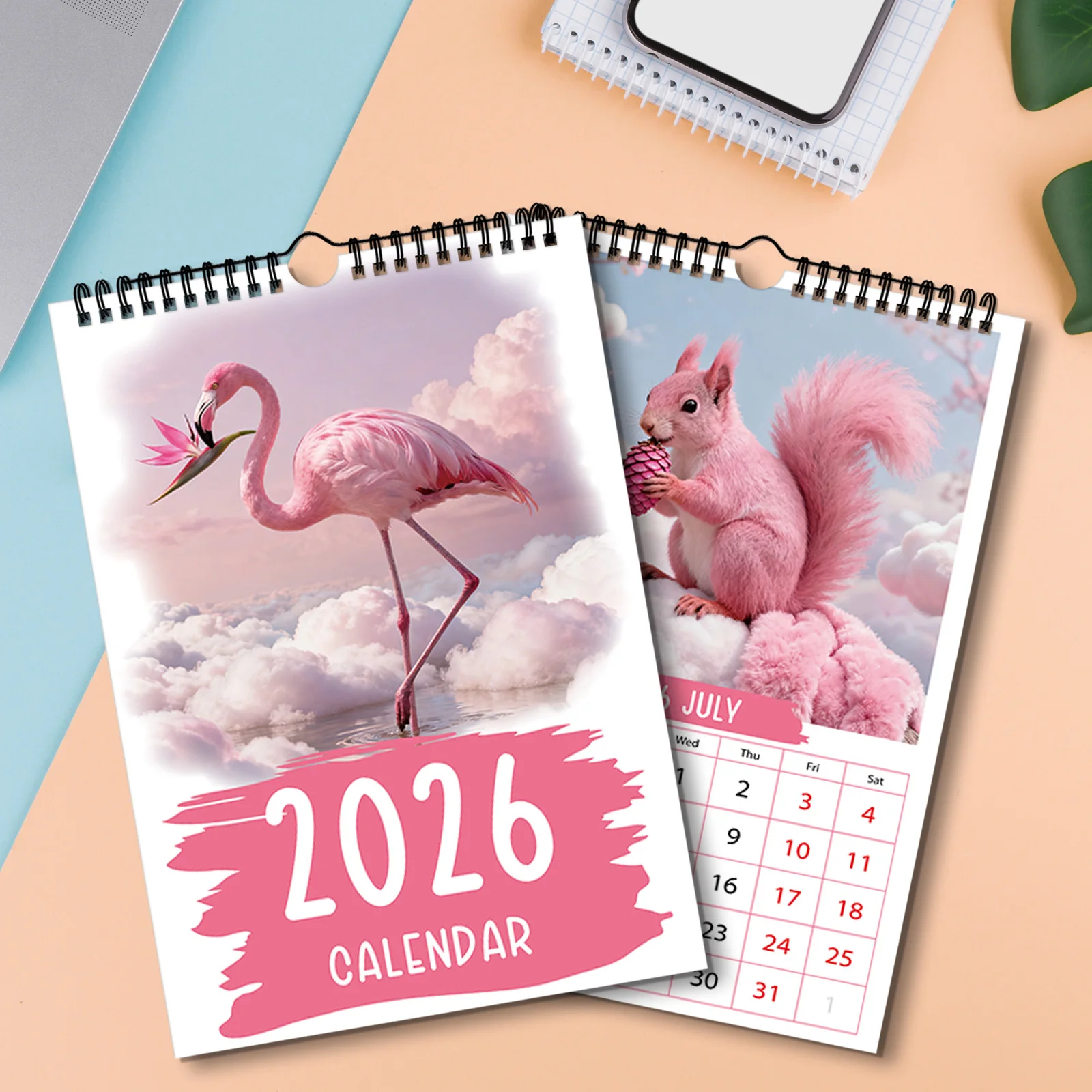 1PC 2026 A4 Wall Calendar, Wildlife Collection With 12 Different Exquisite Patterns, Christmas New Year Gift