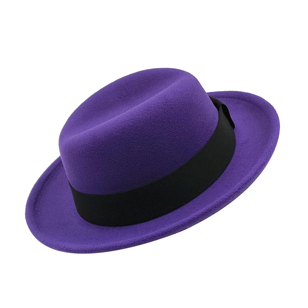 2023 na co dzień moda klasyczna jesień z krótkim rondem filcowy kapelusz Fedora mężczyzn jednolity kolor Panama Top w stylu Vintage kapelusz zimowy