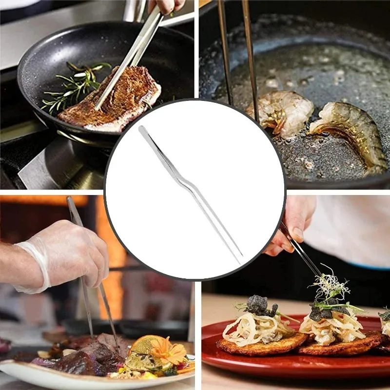 Seafood Tools Kitchen Tweezers Tongs Multiple Types Professional Chef Plating Stainless Steel Chef Kitchen Tool BBQ Clip