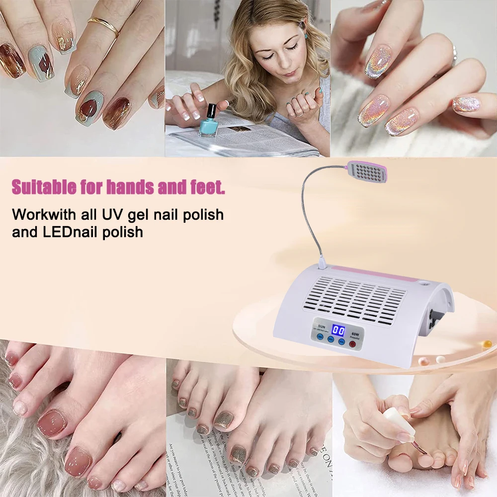 5 In 1 Nail Drill Polisher LED Photoapthery Lamp Dryer Multi-purpose Vacuum Cleaner Nail Art Tool Hand Pillow Integrated Machine