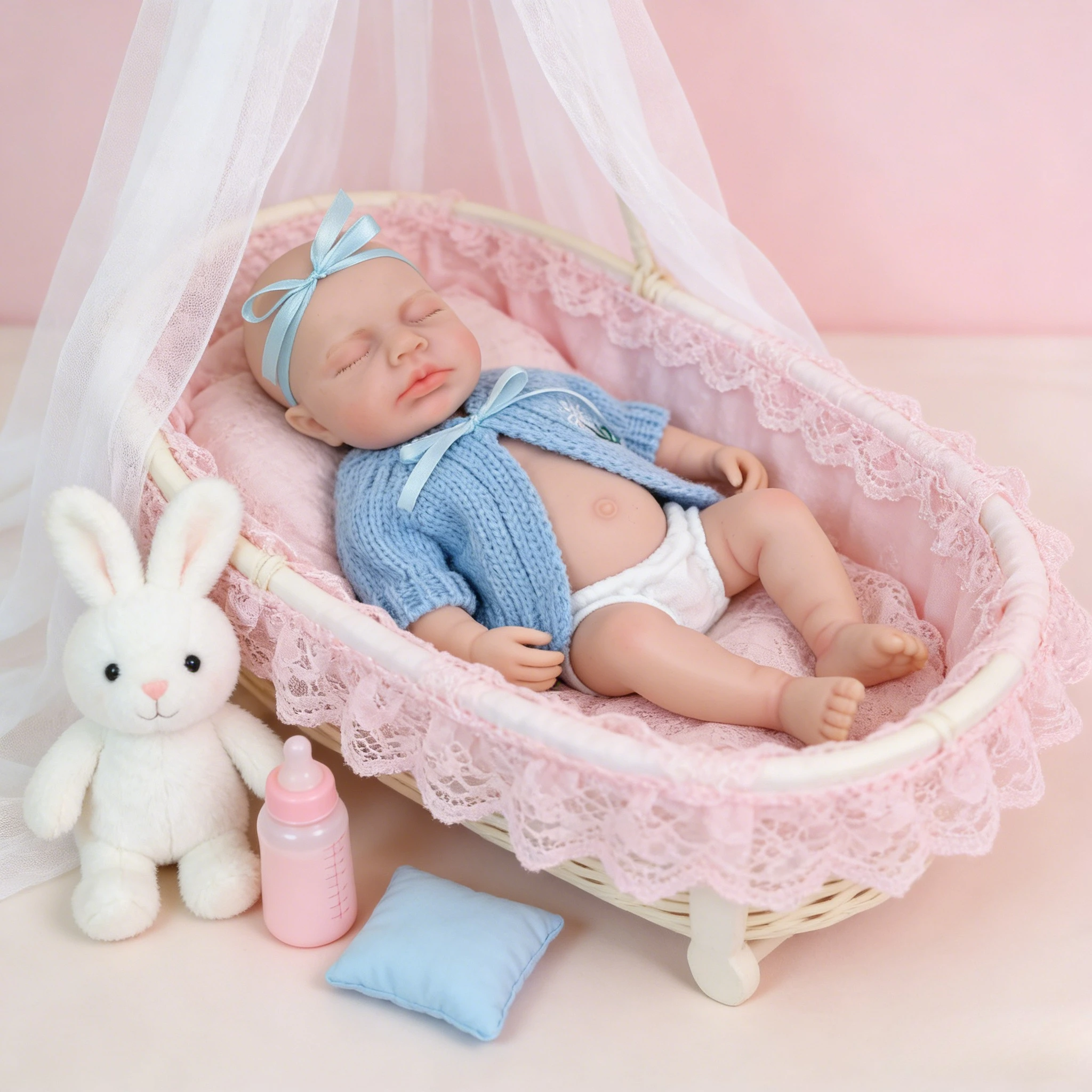 Boneca reborn de silicone platinado super macio de 12 '' Loulou – elástico flexível, estilo acordado realista |   Presente infantil de Natal