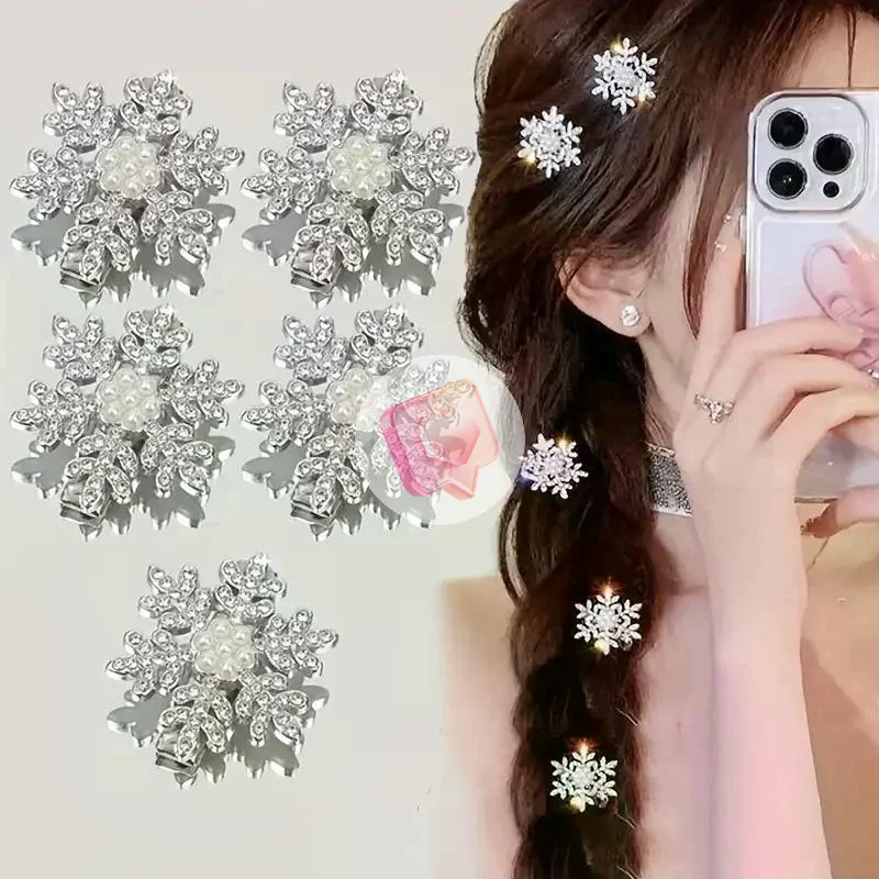 2/4/6pcs Christmas Rhinestone Snowflake Hair Clips Shiny Exquisite Hair Pins For Women Girls 2026 Fashion Jewelry New Year Gifts