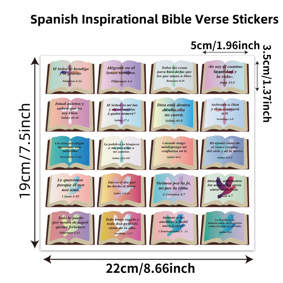 200 Pcs Spanish Inspirational Bible Verse Stickers - Colorful  Faith Decals for Gifts, Envelopes & Crafts.