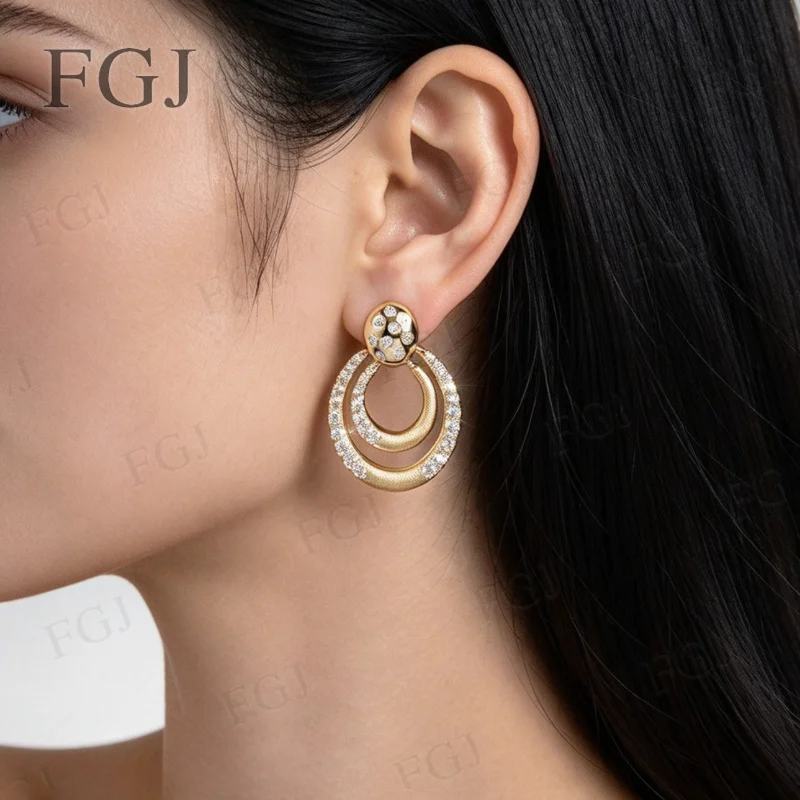 Damen Moissanit Tropfenohrringe 925 Sterling Silber Doppelreihige Creolen Zarte Feine Schmuckstücke Geschenk zum Geburtstag für Sie – Detail 11