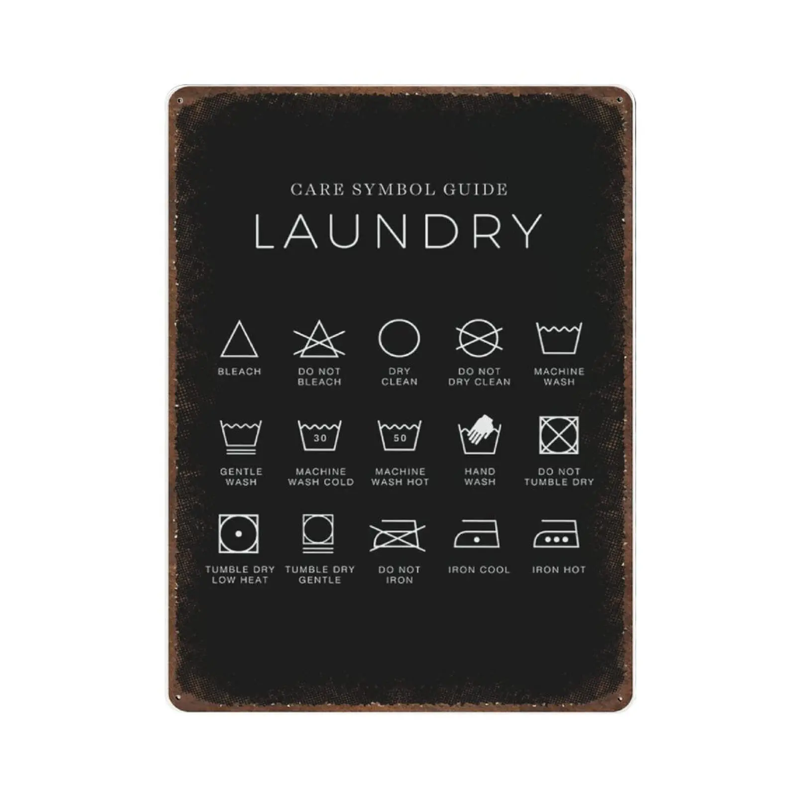 Retro Thick Metal Tin Sign-Laundry Guide Print,aundry Room Sign-Novelty Posters，Home Decor Wall Art，Laundry Room Decor，Size sign