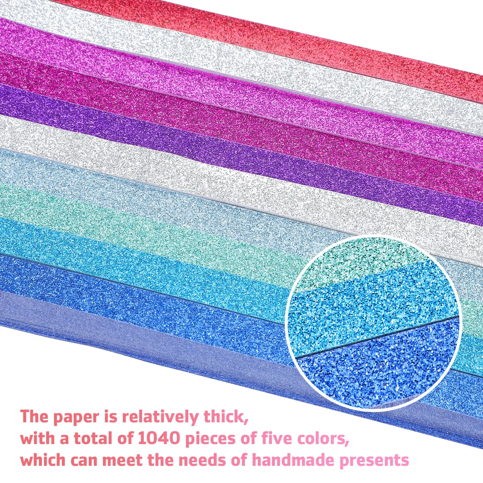 

1040 Pcs Glitter Origami Paper Stars Decorative Strip Gradient Kit Strips Craft Supplies for DIY Projects Party Gifts