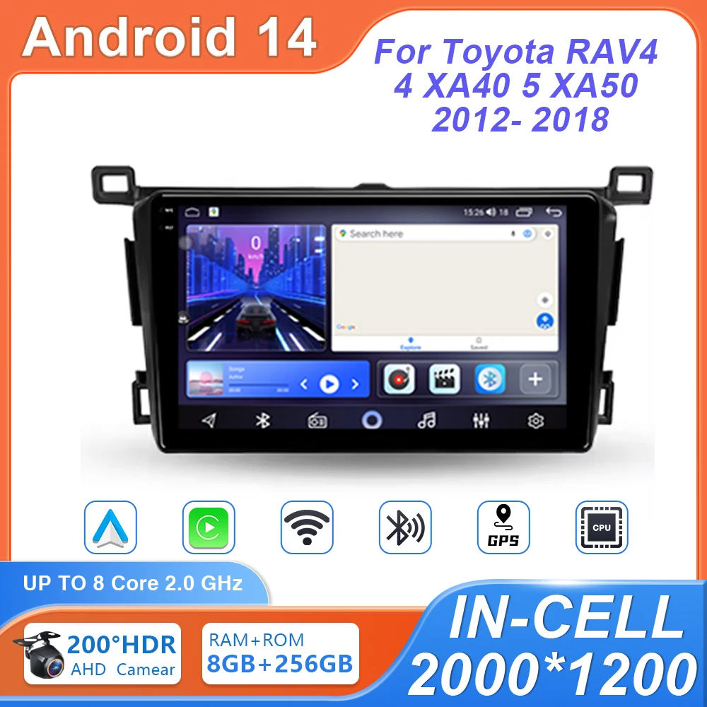 For Toyota RAV4 4 XA40 5 XA50 2012- 2018 Android Car Stereo Unit Multimedia Radio Video Player GPS Wireless Carplay Android Auto