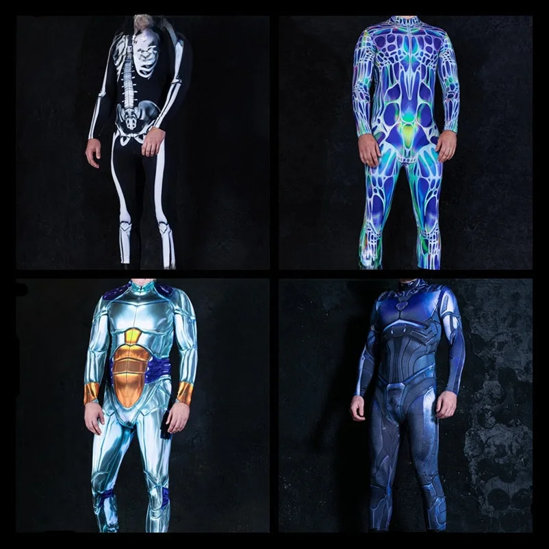 

Новый 3D-комбинезон с цифровым принтом скелета для Хэллоуина, облегающая одежда для косплея, трансграничная торговля, Cisas Ciwalk, охлаждающий эффект, длинный рукав