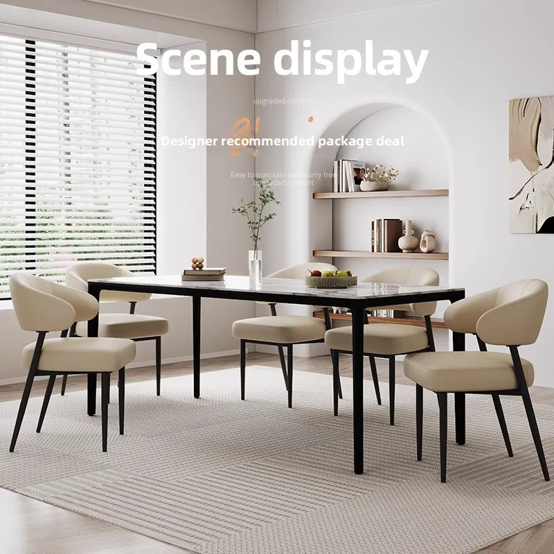 Classic Dining Chair Light Luxury Back Chair Hotel Restaurant Leather Art Dining Table Chair Italian Negotiation Chair